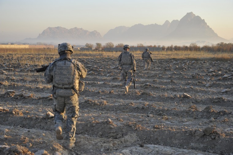 Sweeping a field in Afghanistan